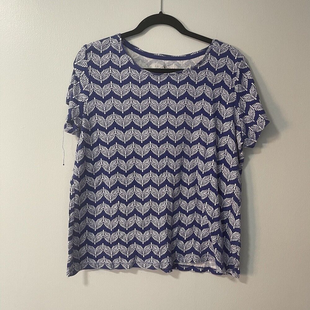 St. John Bay Large 100% Cotton T-Shirt Round Neck Stretch Short Sleeve Top